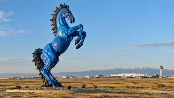 What makes denver airport’s blue mustang so famous?
